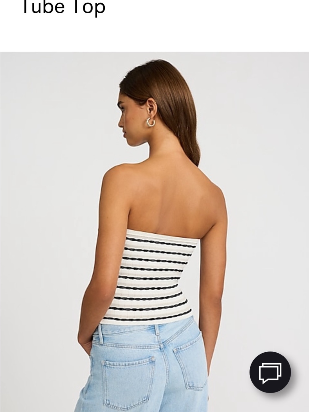 Striped Twist Sweater Tube Top — Black & White - Picture 2 of 5